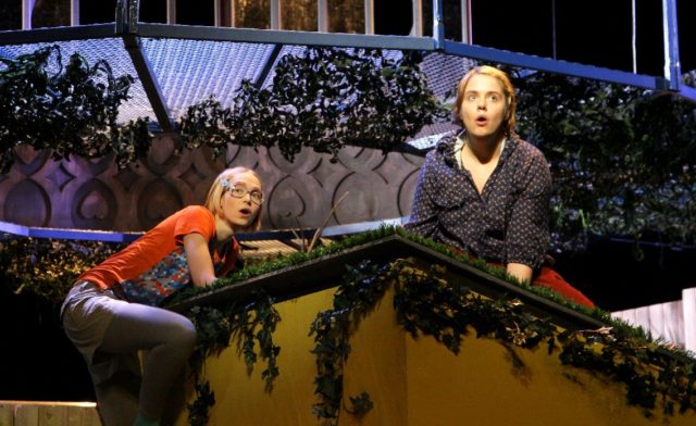 Mari-Liis Lill ja Piret Krumm lavastuses "Vana roosa maja".